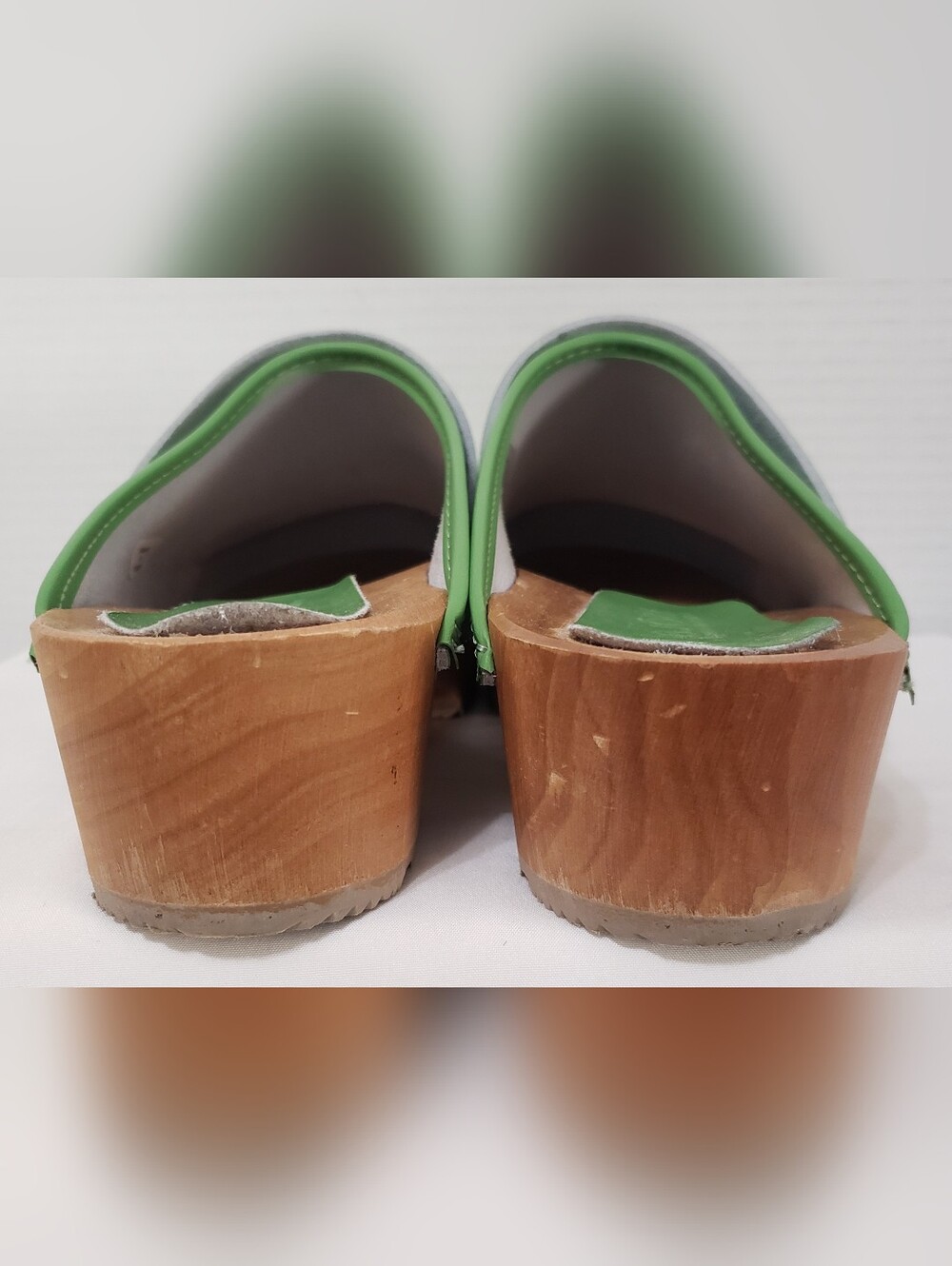 BJORK Maja Wood Open Back Leather Clogs, Size Eu-39 US 8.5-9 Green - Picture 7 of 14